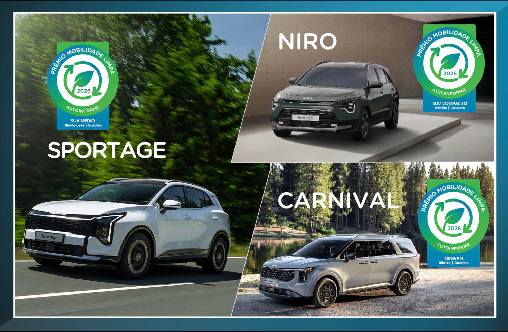Carnival, Niro e Sportage levam prêmio de carros mais eficientes